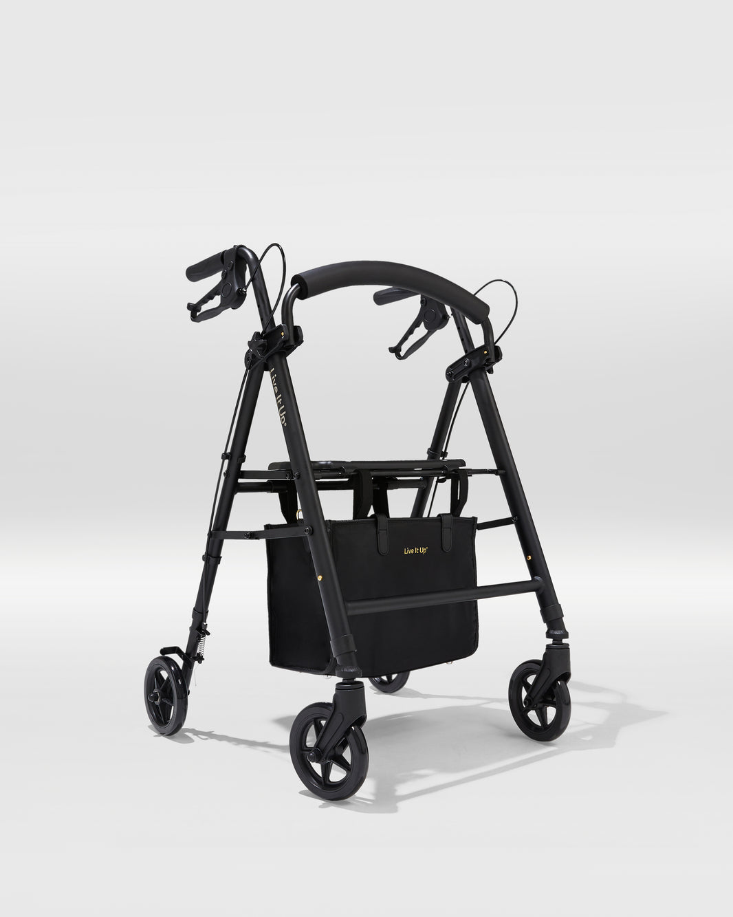 Black walker with basket on a white background