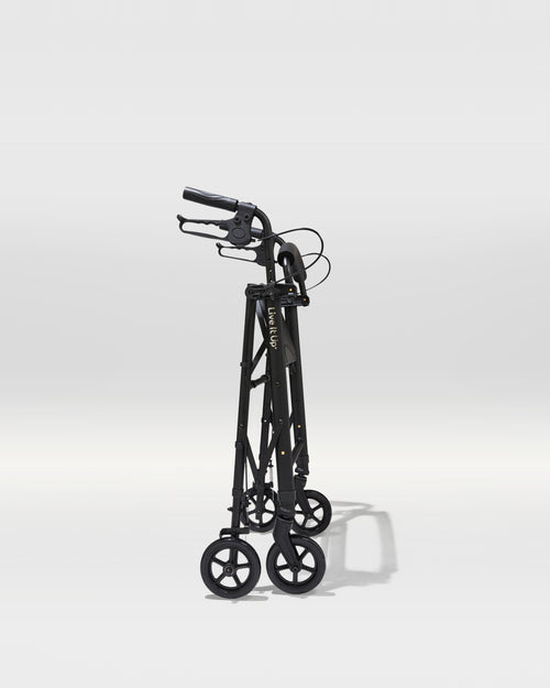 Black scooter with visible branding on a white background